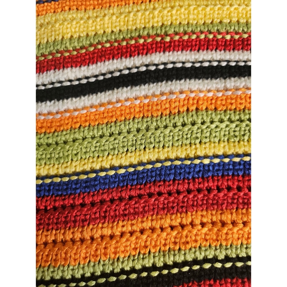 Fashion Nova Crochet Cardigan Women XL Multicolor Dreams Short Sleeve Stripe - Picture 5 of 9